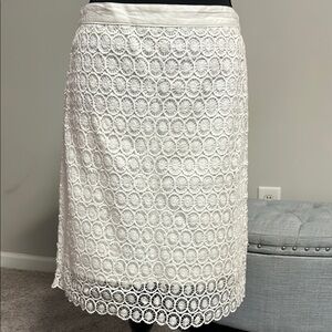 LOFT White Circle Lace Pencil Skirt